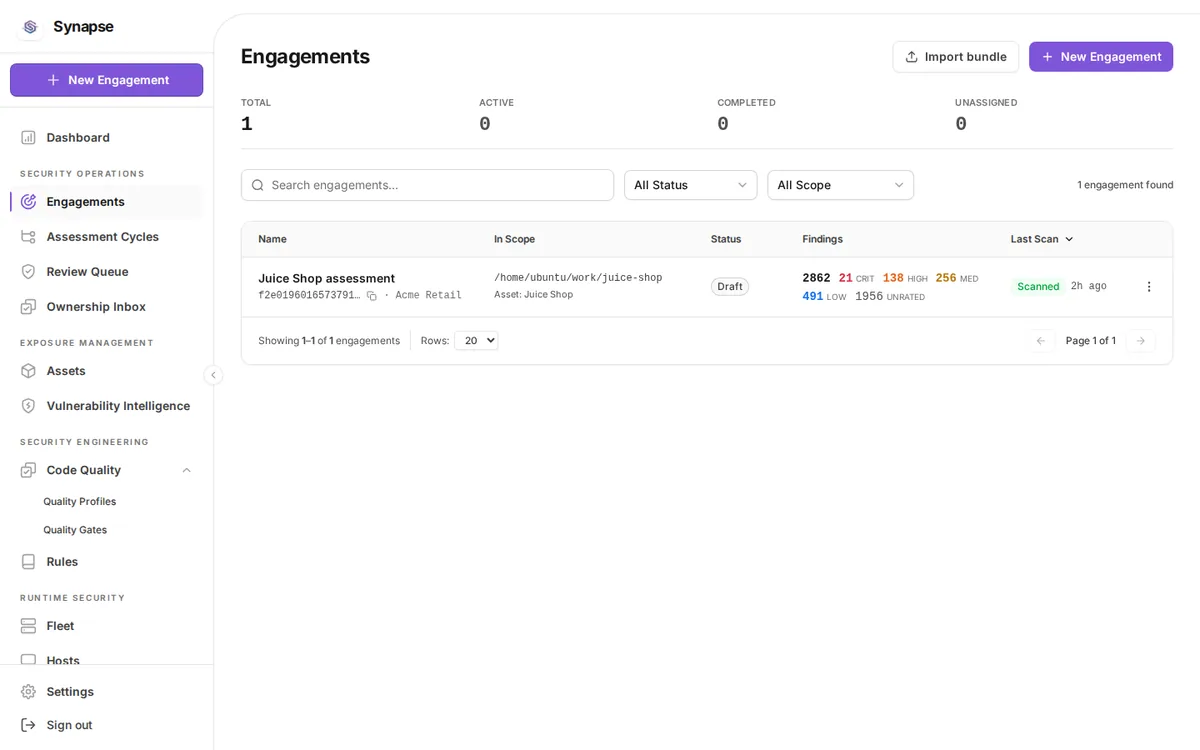 engagements at desktop width
