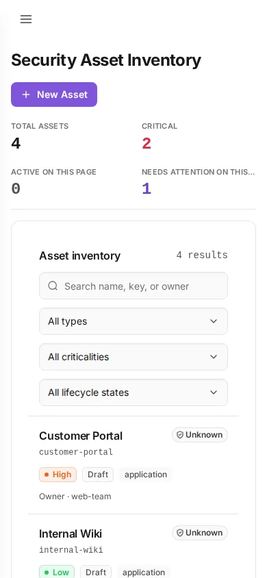 assets at phone width