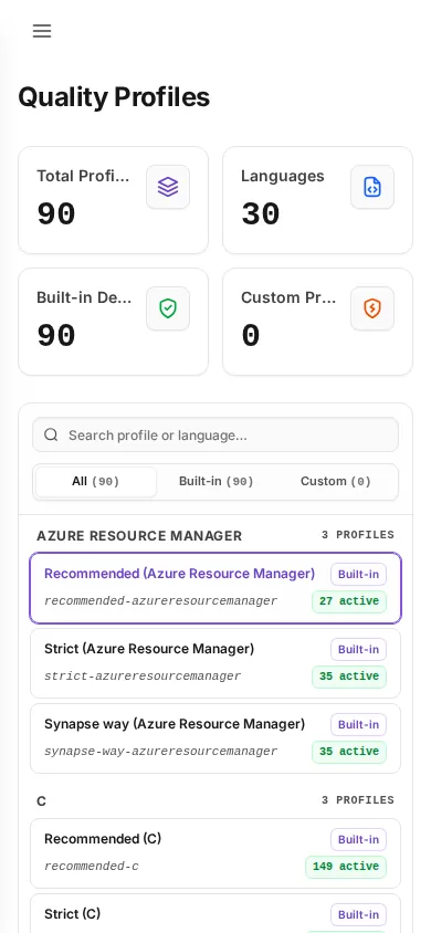 code-quality_profiles at phone width