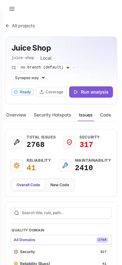 code-quality_projects_juice-shop_issues at phone width