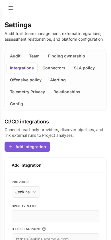 settings_integrations at phone width